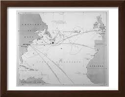 Pilot Chart Showing The Intended Journey Of The Titanic Across The Atlantic Ocean Framed Print Wall Art