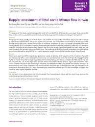 Pdf Doppler Assessment Of Fetal Aortic Isthmus Flow In Twin