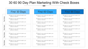 30 60 90 day plan marketing with check