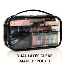 clear makeup pouch dual layer cosmetic