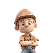 cute icon 3d builder plumber man or