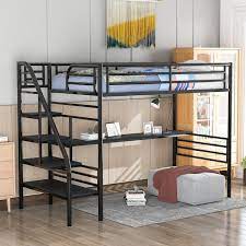 Black Twin Size Metal Loft Bed