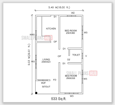 533 Sq Ft 2 Bedroom Single Floor Plan