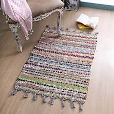 cotton flat weave diamond chindi rug at