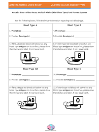 Some of the worksheets displayed are amoeba sisters answer key, amoeba sisters video recap alleles and genes, amoeba sisters genetic drift answer keys, multiple allele work answers, amoeba sisters meiosis work answers, amoeba sisters video. Multiple Alleles Abo Blood Types And Punnett Squares Worksheet Download Printable Pdf Templateroller