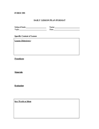 Lesson Plan Template Fill Online Printable Fillable Blank