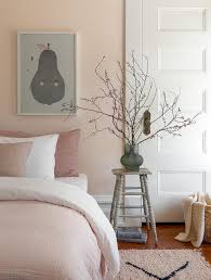 Pink Bedroom With Gray Spindle Bedside