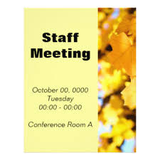 Staff Meeting Flyers Yellow Autumn Leaves Office