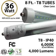 8ft light t8 led 36w 4000lm 6000k