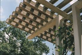 a pergola to a house with gutters