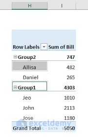 pivot table custom grouping with 3