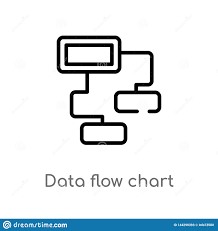 Outline Data Flow Chart Vector Icon Isolated Black Simple