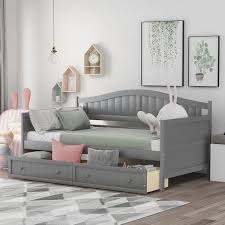 Ghouse Gray Twin Wooden Daybed With 2