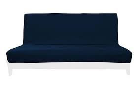 Sachi Midnight Blue Linen Like Texture Futon Cover By Prestige
