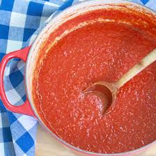 It's made by chopping tomatoes, removing the skins and seeds and cooking it until it reduces into a dark red, thick substance. Shortcut Blender Tomato Sauce The Fountain Avenue Kitchen