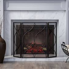 david 3 panel iron fireplace screen