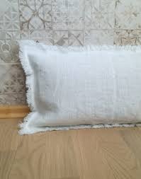 Linen Lumbar Pillow With Fringes Bench