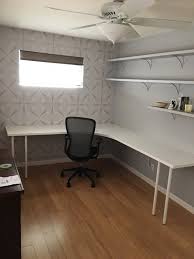 large corner linnmon desk with floating