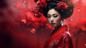 red asia asian female an geisha pink