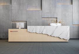 Because the office reception desk is the first thing that clients (and potential clients) see, it makes logical sense that it should create an immediate impression. Hotel White Marble Modern Reception Desk Size Straight