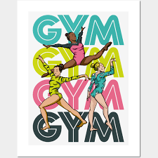 Retro Gym Gymnastics Girl Cartoon