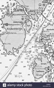 Macro Shot Of A Old Marine Chart Detailing Stockholm