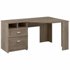 The corner table is considerately designed with a large drawer and two wide shelves to offer you plenty of. Bush Furniture Wheaton 60 W Reversible Corner Desk With Storage Driftwood Gray Standard Delivery Office Depot