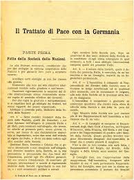 Le cause della prima guerra mondiale. Trattato Di Pace Con La Germania Anno 1919