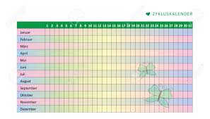 Monthly Menstruation Calendar Of Menstrual Cycle With Butterfly