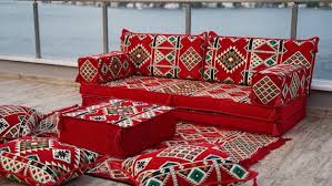 Red Arabic Floor Sofa Seating Set