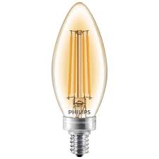 Philips 40 Watt Equivalent B11 Dimmable Vintage Edison Led Candle Light Bulb Candelabra Base Amber Warm White 2200k 470542 The Home Depot