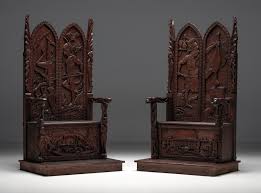 carved throne chairs with relief design