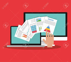 Computer With Graph Chart Finance Related Icons Image Vector