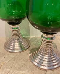 French Green Glass Punch Bowl