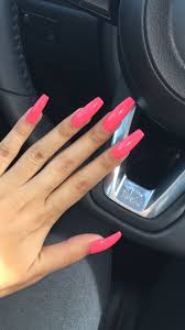 One of the hottest nail looks to try this year is clear nails. Hot Pink Acrylic Coffin Nails Pink Acrylic Nails Square Acrylic Nails Acrylic Nails Glitter Ombre