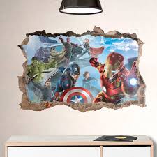Wall Sticker Hole Avengers In Action