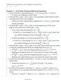 Ordinary Diffeial Equations Cheat Sheet