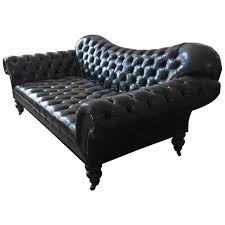 Black Leather Tufted Sofa