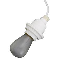 White Lantern Power Cord Light Socket Set Standard Base