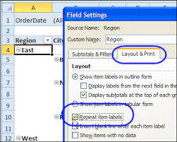 repeat pivot table labels in excel 2010