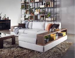 Elda L Shape Fabric Sofa With Wooden