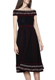 Shop from the world's largest selection and best deals for black knit fit & flare dresses for women. Maje Black Remord Off Shoulder Knit Fit And Flare Dress Wardrobista Com