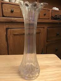 11 tall clear glass ribbed bud vase