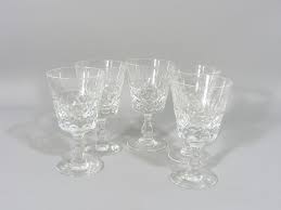 Set Of 5 Vintage Crystal Wine Glasses