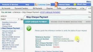 how to stop cheques payment using sbi