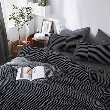 Black Duvet Cover Set Stripes Bedding