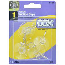 Ook Suction Cups With Hooks Medium Clear 4 Pieces