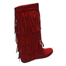 Womens Fringe Pocket Boot Mudd 55 Red