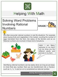 Involving Rational Numbers Math Worksheets