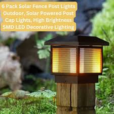 6 Pack Solar Fence Post Lights Outdoor
